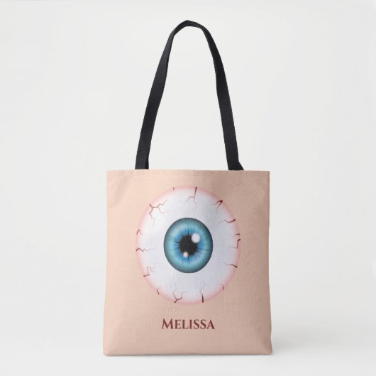 Blauwe Cartoon Eyeball Bloodshot Halloween Eyeball Tote Bag (Voorkant)