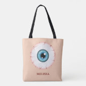 Blauwe Cartoon Eyeball Bloodshot Halloween Eyeball Tote Bag (Achterkant)
