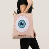 Blauwe Cartoon Eyeball Bloodshot Halloween Eyeball Tote Bag (Dichtbij)