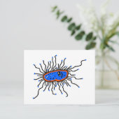 Blauwe Cartoon Germ Briefkaart (Staand voorkant)