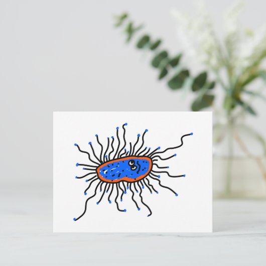 Blauwe Cartoon Germ Briefkaart (Staand voorkant)