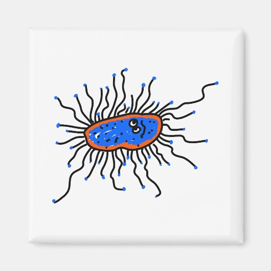 Blauwe Cartoon Germ Magneet (Voorkant)