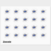 Blauwe Cartoon Germ Ronde Sticker (Vel)