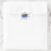 Blauwe Cartoon Germ Ronde Sticker (Tas)