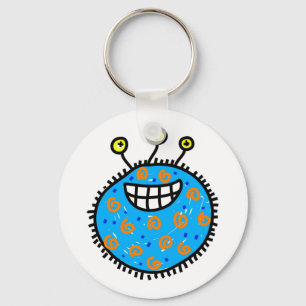 Blauwe Cartoon Germ Sleutelhanger