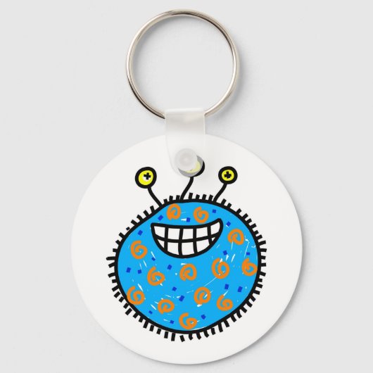 Blauwe Cartoon Germ Sleutelhanger (Voorkant)