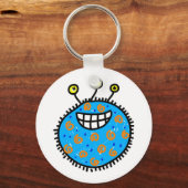 Blauwe Cartoon Germ Sleutelhanger (Voorkant)