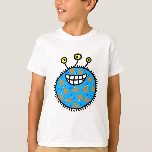 Blauwe Cartoon Germ T-shirt (Voorkant)