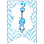 Blauwe Cartoon Giraffe Baby shower Vlaggetjes (Tweede vlag)