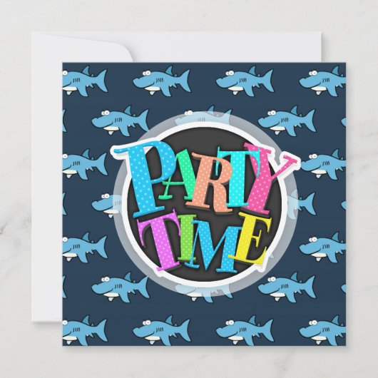 Blauwe Cartoon haaienpatroon Kaart (Voorkant)