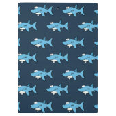Blauwe Cartoon haaienpatroon Klembord (Achterkant)
