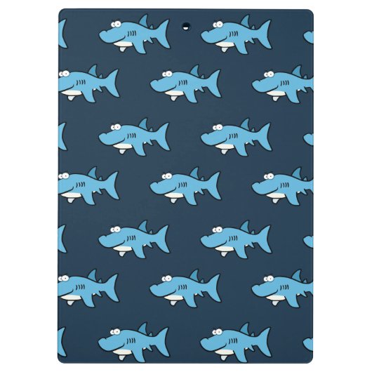 Blauwe Cartoon haaienpatroon Klembord (Achterkant)