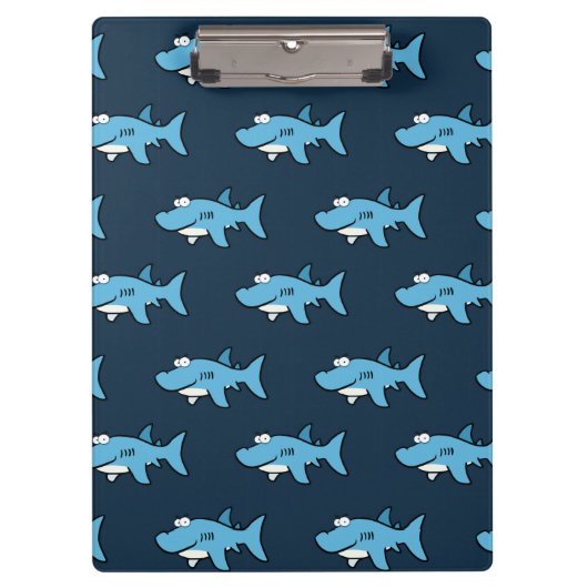 Blauwe Cartoon haaienpatroon Klembord (Voorkant)