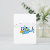 Blauwe Cartoon helikopter Briefkaart (Staand voorkant)
