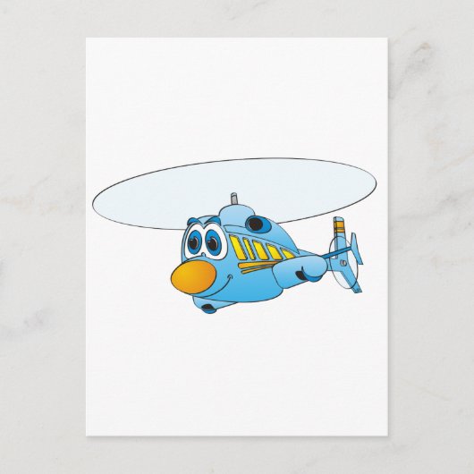 Blauwe Cartoon helikopter Briefkaart (Voorkant)