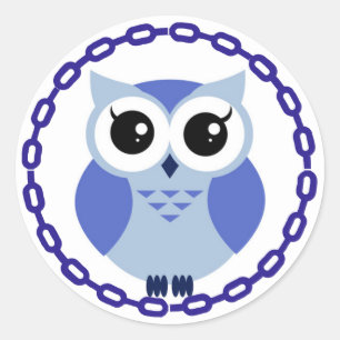 Blauwe cartoon in blauwe ring ronde sticker