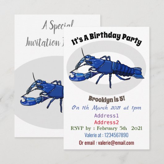 Blauwe cartoon kaart (Voorkant / Achterkant)