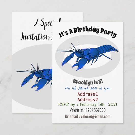 Blauwe cartoon kaart (Voorkant / Achterkant)