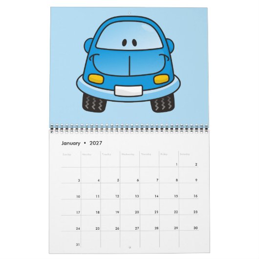 Blauwe cartoon kalender (Jan 2027)