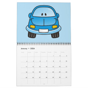 Blauwe cartoon kalender