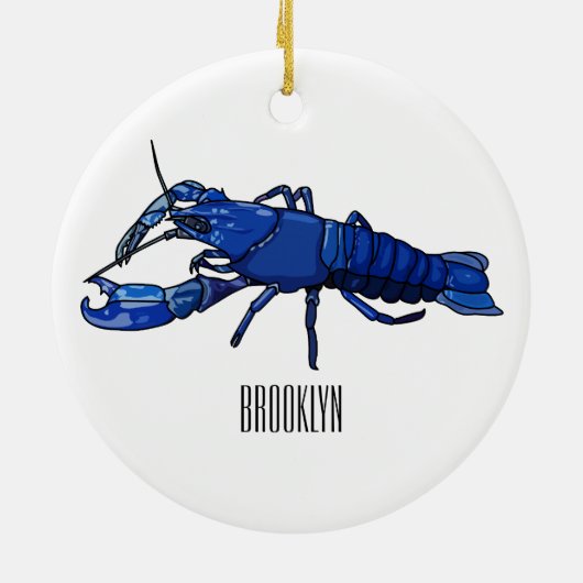 Blauwe cartoon keramisch ornament (Achterkant)