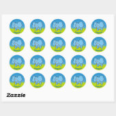 Blauwe cartoon klassieke ronde sticker (Vel)