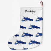 Blauwe cartoon kleine kerstsok (Achterkant)