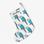 Blauwe cartoon kleine kerstsok (Achterkant (Hangend))