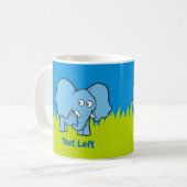 Blauwe cartoon koffie mok (Voorkant links)