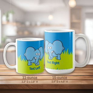 Blauwe cartoon koffie mok