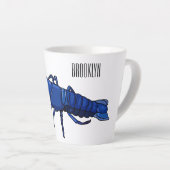 Blauwe cartoon latte mok (Rechterhoek)