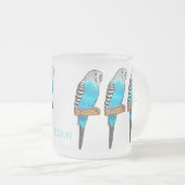 Blauwe cartoon matglas koffiemok (Voorkant rechts)