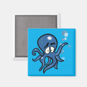 Blauwe Cartoon Octopus Magnet (Voorkant / Achterkant)