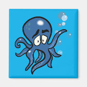 Blauwe Cartoon Octopus Magnet (Voorkant)