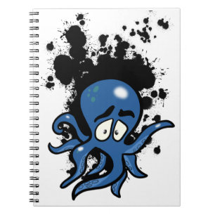 Blauwe Cartoon Octopus Notitieboek