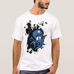 Blauwe Cartoon octopus T-shirt