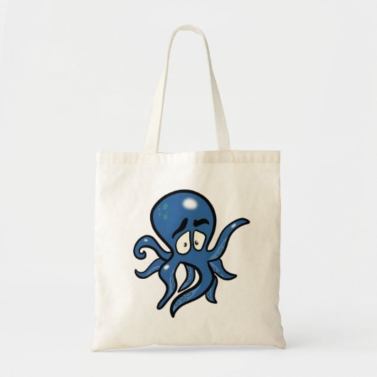 Blauwe Cartoon Octopus Tote Bag (Voorkant)