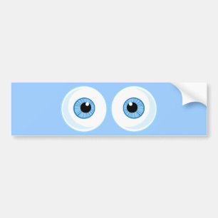 BLAUWE CARTOON OOGT EYEBALLS FUNNY GRAPHICS BUMPERSTICKER