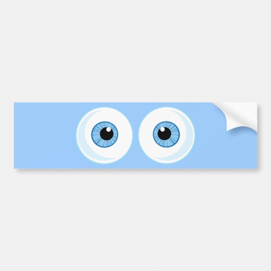 BLAUWE CARTOON OOGT EYEBALLS FUNNY GRAPHICS BUMPERSTICKER (Voorkant)