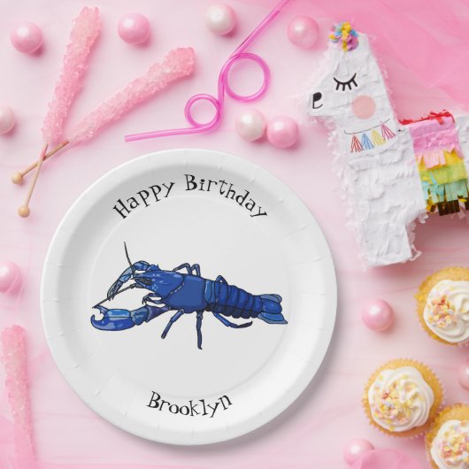 Blauwe cartoon papieren bordje (Feest)