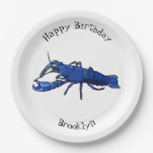 Blauwe cartoon papieren bordje (Voorkant)