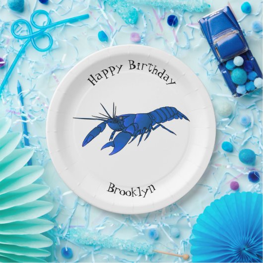 Blauwe cartoon papieren bordje (Feest)