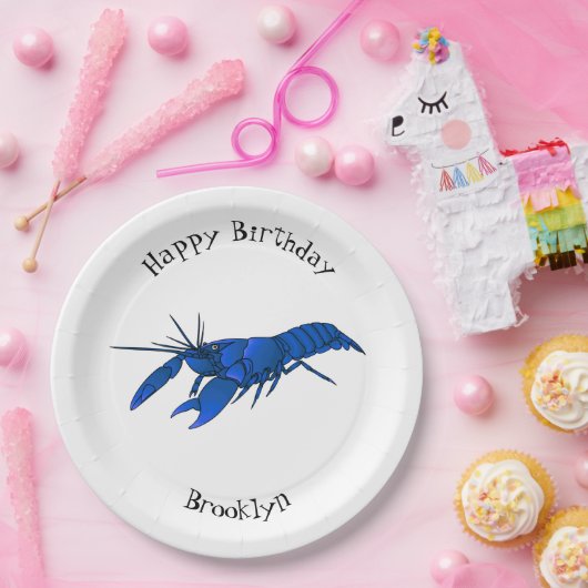 Blauwe cartoon papieren bordje (Feest)