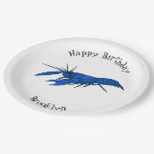 Blauwe cartoon papieren bordje (Gekanteld)