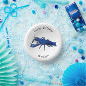 Blauwe cartoon papieren kommen (Feest)