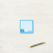 Blauwe Cartoon Post-it® Notes (Op bureau)