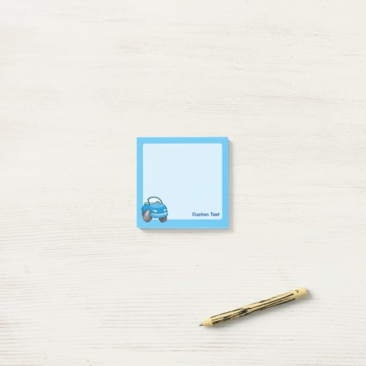 Blauwe Cartoon Post-it® Notes (Op bureau)