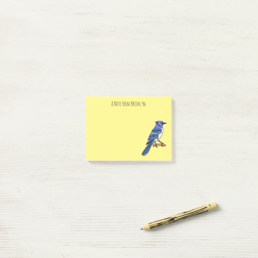 Blauwe cartoon post-it® notes (Op bureau)