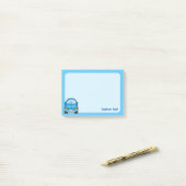 Blauwe Cartoon Post-it® Notes (Op bureau)