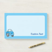 Blauwe Cartoon Post-it® Notes (Op bureau)